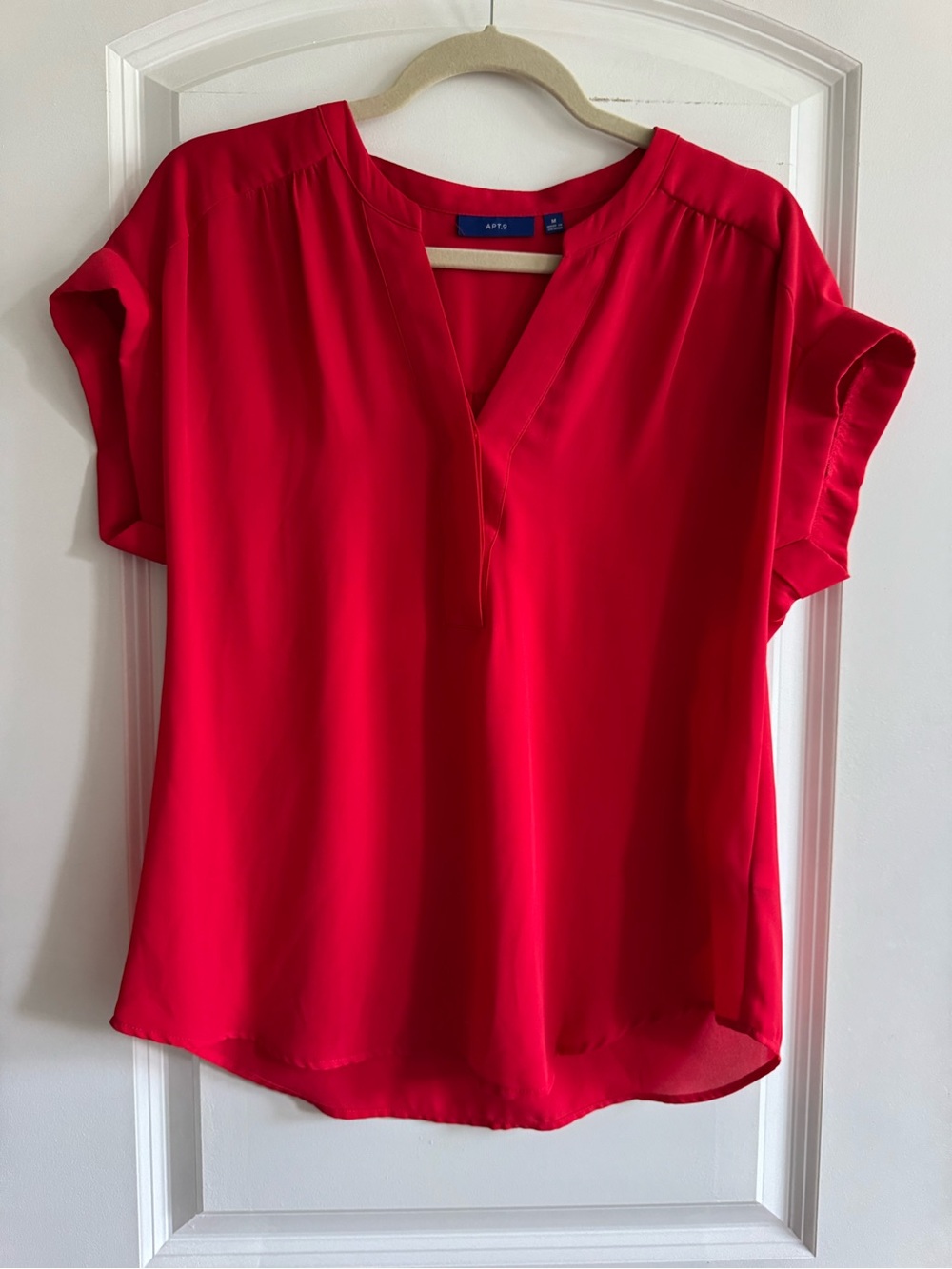 Apt. 9 | Cap Sleeve V Neck Blouse Red Size Medium